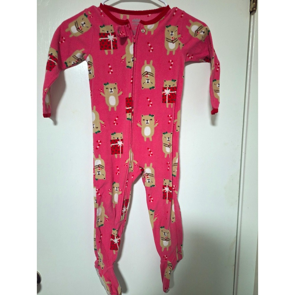 Child of Mine by Carter's Toddler Girls 3T Fleece Footed Pajamas Pink Bears